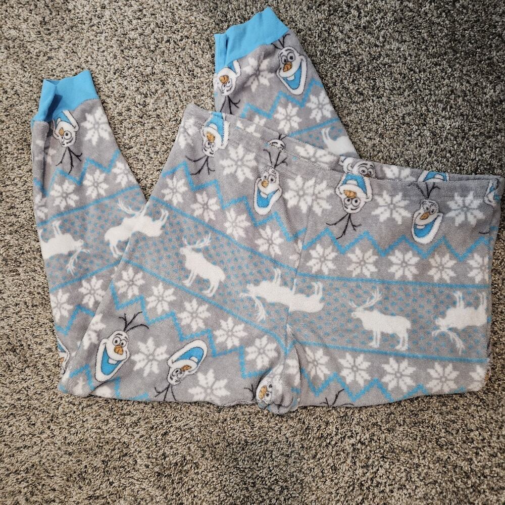 Disney's Olaf Fleece Pajama Pants Bottoms Cuffed Leg Blue Women’s L-XL